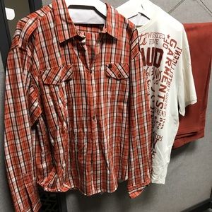 Girbaud pants, shirt, and Tee